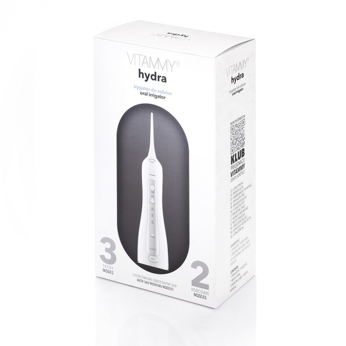 Irigator oral/ dus bucal Vitammy Hydra, profesional, 3 moduri de functionare, rezistent la apa, 2 duze, Alb [7]