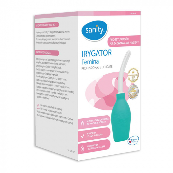 Irigator vaginal Sanity Femina, profesional si delicat pentru igiena intima, capacitate 340 ml, Verde [3]