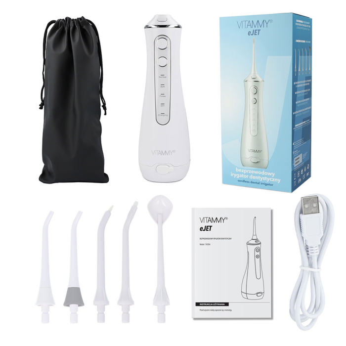 Irigator oral/ dus bucal Vitammy eJET, 4 moduri de functionare, 5 duze interschimbabile, reincarcare prin USB, functia GentleStart si SmartTimer, rezervor 200 ml [8]