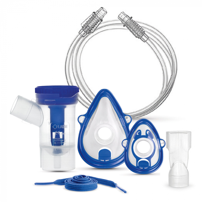 Kit accesorii Flaem RF8 Full pentru aparate de aerosoli, masca copii si adulti, pahar de nebulizare, piesa bucala, furtun [2]
