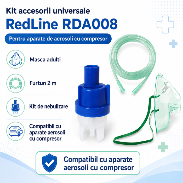 Kit accesorii universale RedLine RDA008, pentru aparate de aerosoli cu compresor, masca adulti, furtun 2 m, kit de nebulizare [2]