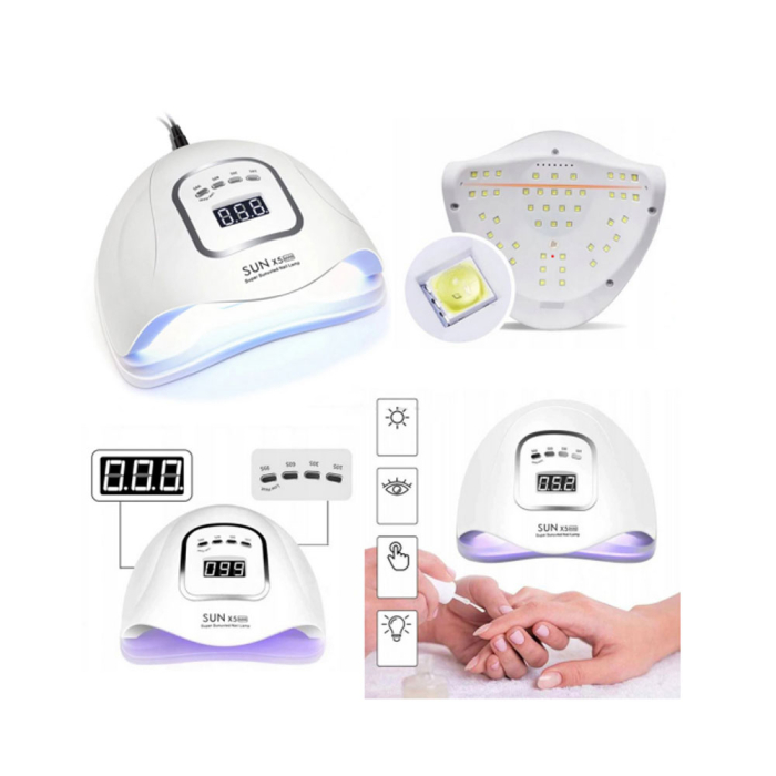Lampa UV LED unghii X5 Max, 25W, display digital, sistem anti-reflexie, 4 timere, pentru geluri si oja semipermanenta, Alb [3]