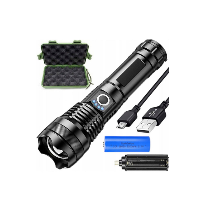 Lanterna LED reincarcabila XHP50, 5000 lumeni, 5 moduri de iluminare, zoom reglabil, baterie 18650 2200mAh, rezistenta la apa, USB, 16.5x4x4 cm [5]