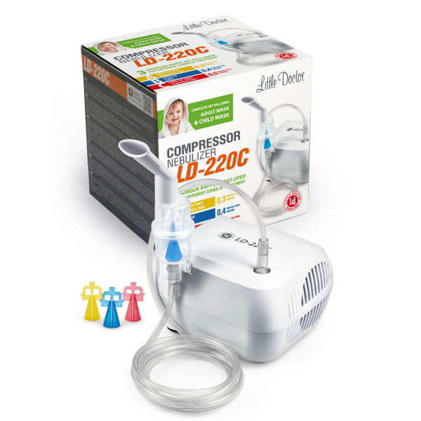 Aparat aerosoli cu compresor Little Doctor LD-220C PRO, 3 dispensere, 3 masti, furtun 6 m [4]