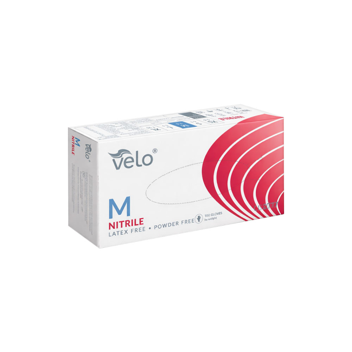 Manusi nitrilice Velo Nitrile Blue M, fara pudra, nesterile, microtextura pe degete, ambidextre, pentru uz medical si alimentar, 100 bucati [3]
