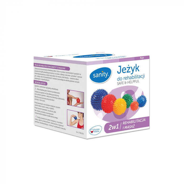 Minge Sanity Safe & Helpful, 2 in 1, pentru reabilitare si masaj, 6 cm, tip arici, Albastru [3]