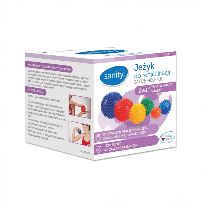 Minge Sanity Safe & Helpful, 2 in 1, pentru reabilitare si masaj, 8 cm, tip arici, Galben [3]