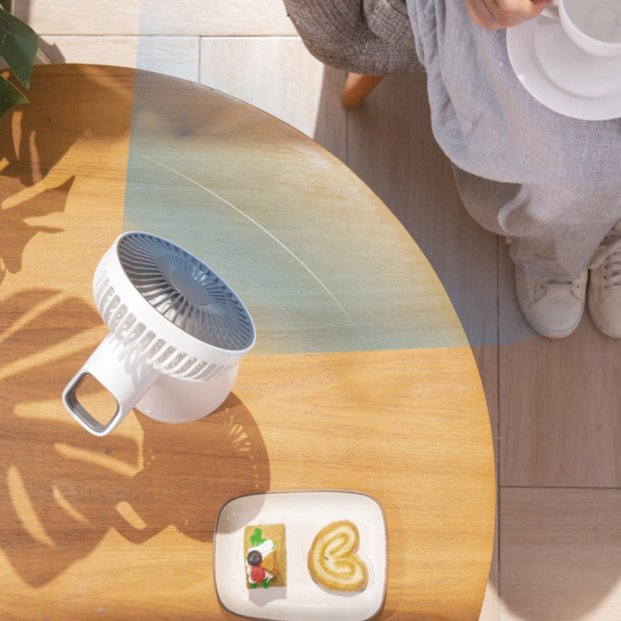 Mini ventilator de birou Vitammy Dream Desk Fan, compact, silentios, 2 axe de rotatie, 3 trepte de viteza, oglinda integrata, incarcare USB-C, Gri [6]