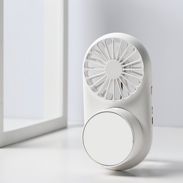 Mini ventilator portabil 3 in 1 Vitammy Dream Mist Mirror, functie de pulverizare fina, lampa cu oglinda integrata, snur pentru gat, incarcare USB, Alb [2]