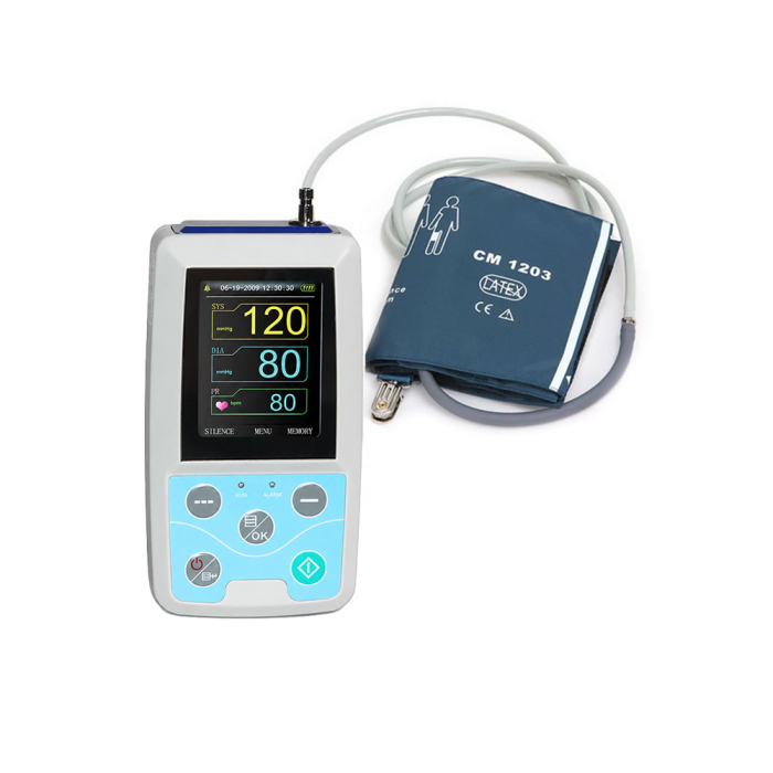 Monitor ambulatoriu de tensiune arteriala Contec ABPM50, de tip NIBP Holter, inregistrare 24 de ore, pana la 350 de grupuri de date NIBP, afisaj color TFT, functie gestionare alarme, manseta 25-35 cm [1]