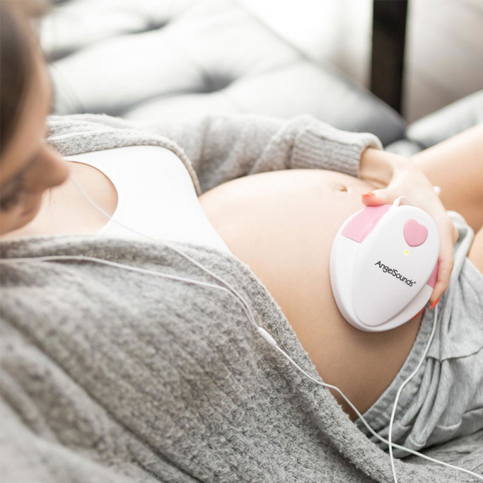 Monitor Fetal Doppler AngelSounds JPD-100S, pentru monitorizarea functiilor vitale ale fatului, Alb/Roz [6]