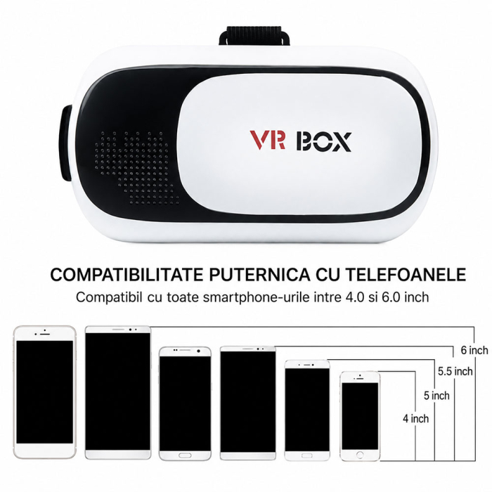 Ochelari VR BOX 3D, cu telecomanda, pentru folosirea impreuna cu telefonul mobil, lentila asferica din rasina optica, material ABS ecologic si PC [4]