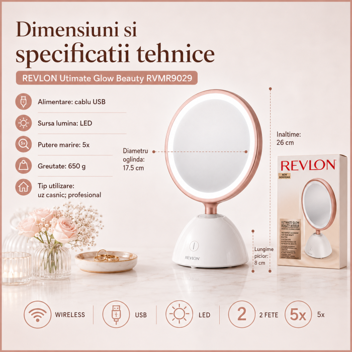Oglinda cosmetica iluminata REVLON Utimate Glow Beauty RVMR9029 [4]