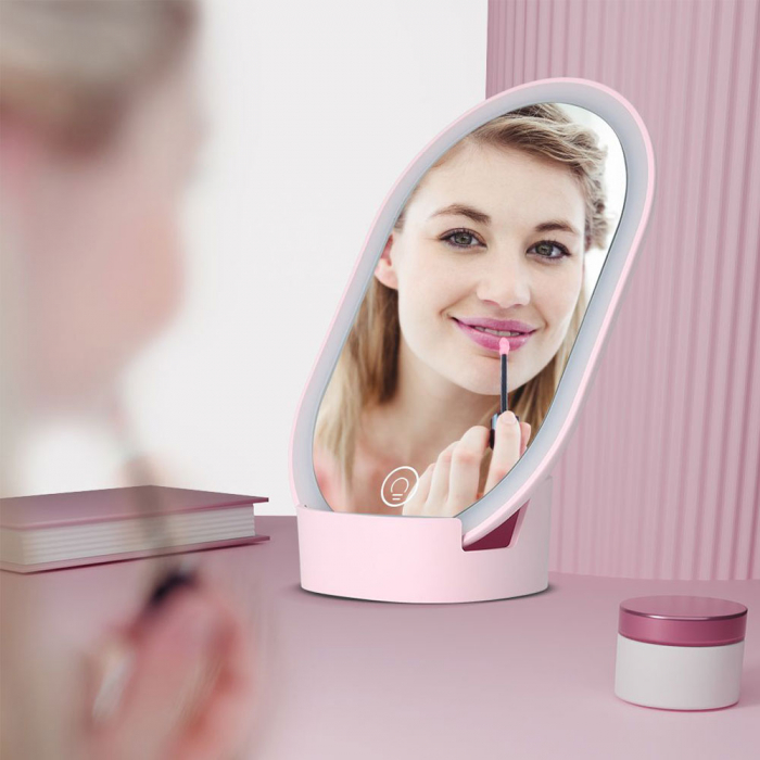 Oglinda cosmetica iluminata Vitammy Cindi, cu reglare in orice unghi, baza detasabila, cablu mini USB [12]
