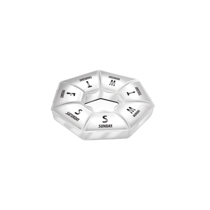 Organizator medicamente rotund VitaPlus, cu 7 compartimente, design compact si portabil [2]