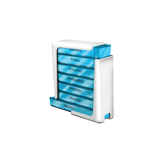Organizator medicamente saptamanal VitaPlus, cu 7 sertare detasabile, design compact si portabil [3]