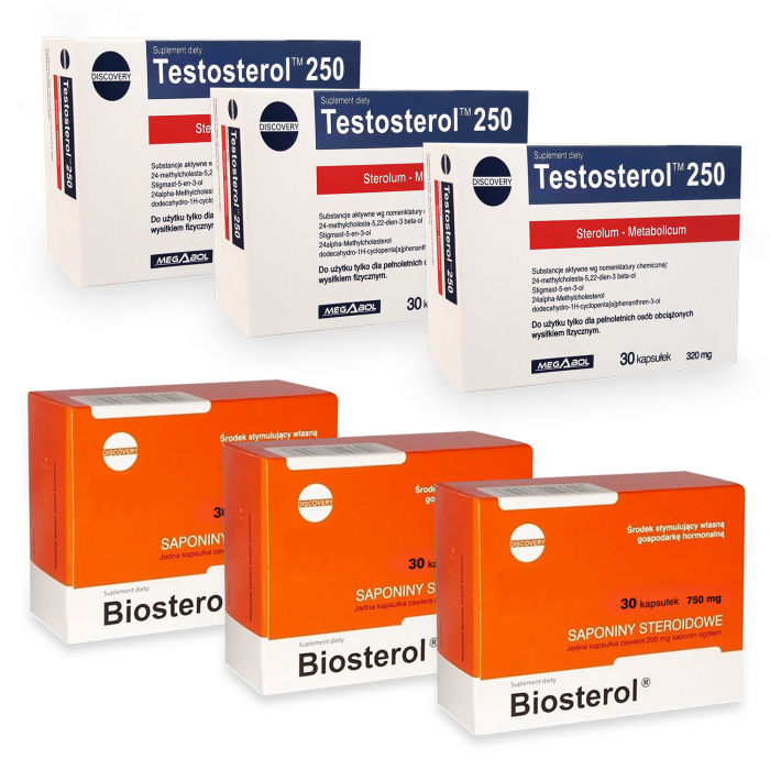 Pachet Megabol Biosterol, 3 buc plus Testosterol 3 buc, stimulare testosteron si hormon de crestere, inhibare estrogen [1]