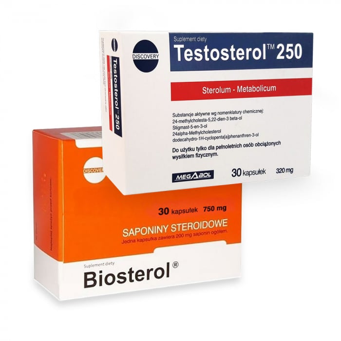 Pachet Megabol Biosterol 750 mg, 30 cps plus Testosterol 250, 30 cps, stimulare testosteron si hormon de crestere, inhibare estrogen [1]
