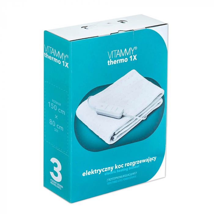 Patura cu incalzire electrica VITAMMY Thermo 1X, 150 x 80 cm, 3 trepte de incalzire, 60 W, termostat cu senzor, SS018A1x, resigilata [4]