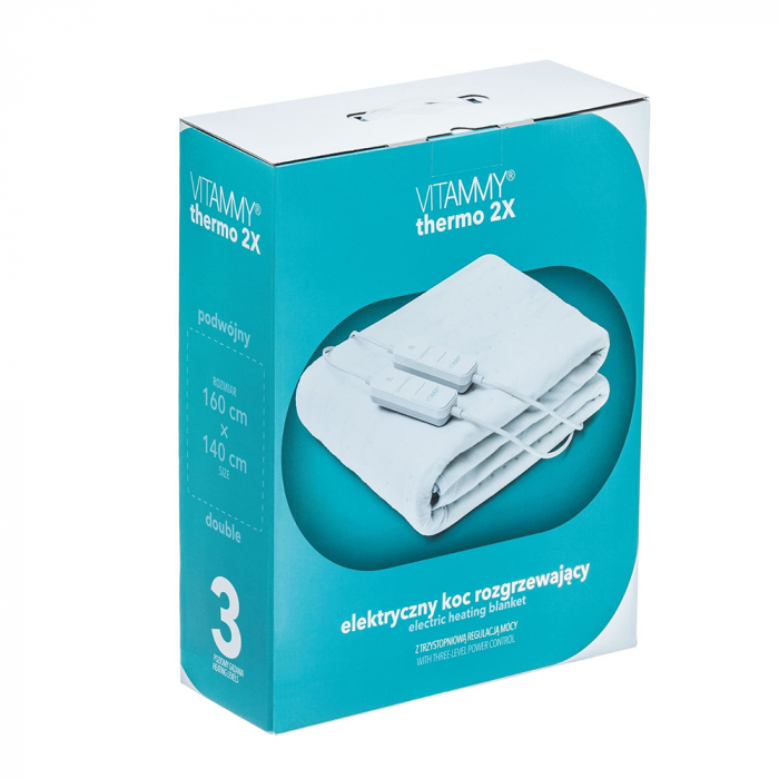 Patura cu incalzire electrica Vitammy Thermo 2X, 160 x 140 cm, 3 trepte de incalzire, 60 W, termostat cu senzor, spalare manuala, SS18A2X [4]