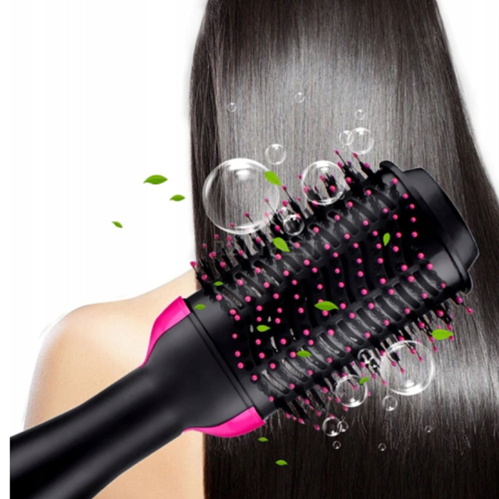 Perie cu aer cald S12 Black-Pink, 4 in 1, uscator, ondulator, placa si perie, 3 trepte temperatura, ionizare, invelis ceramic, 1000W, sistem Cool Tip [5]