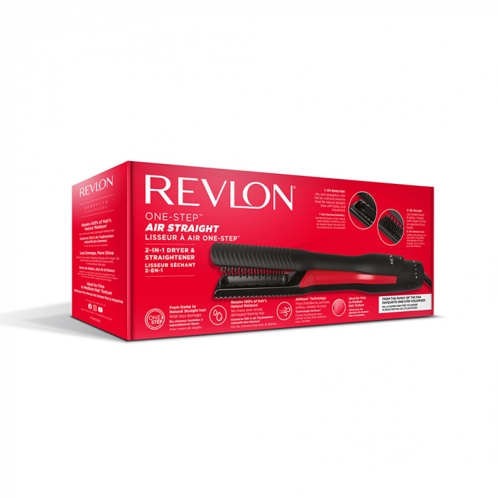 Aparat de coafat 2 in 1 Revlon One-Step Air Straight RVDR5330E, pentru uscare si indreptare, placi din Ceramica cu Turmalina infuzate cu ulei de argan, tehnologie AirPause, 6 setari [13]