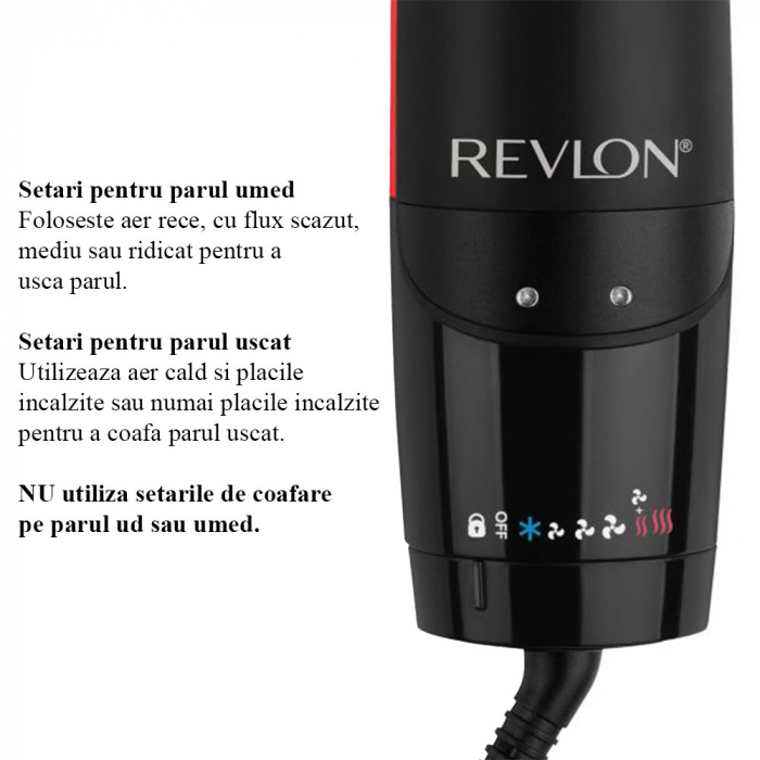 Aparat de coafat 2 in 1 Revlon One-Step Air Straight RVDR5330E, pentru uscare si indreptare, placi din Ceramica cu Turmalina infuzate cu ulei de argan, tehnologie AirPause, 6 setari [5]