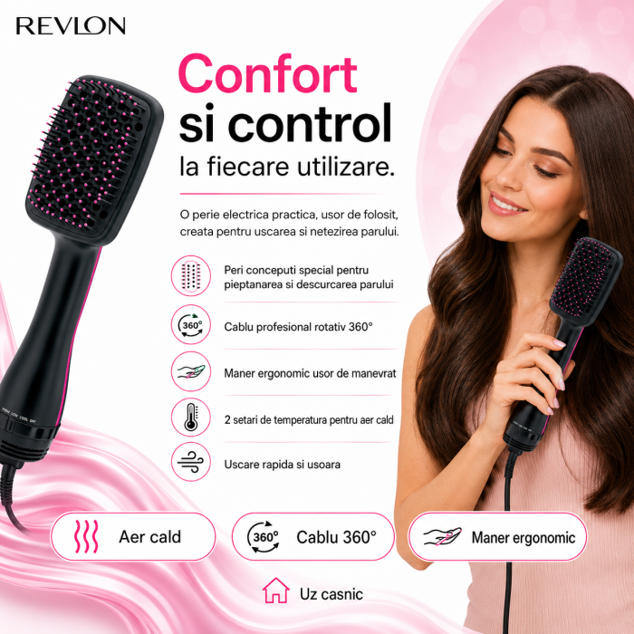 Perie electrica de par REVLON One-Step Hair Dryer & Styler, RVDR5212E, ionizare, aer cald si rece [3]