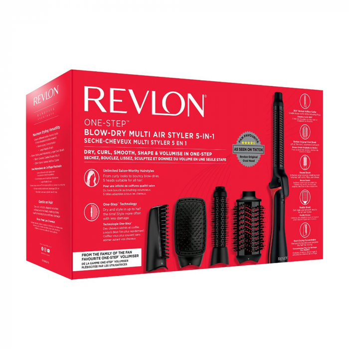 Perie electrica fixa multifunctionala Revlon One-Step Blow-Dry Multi Air Styler 5 in 1 RVDR5371E, 5 capete detasabile, 4 setari de temperatura, pentru toate tipurile si lungimile de par [9]