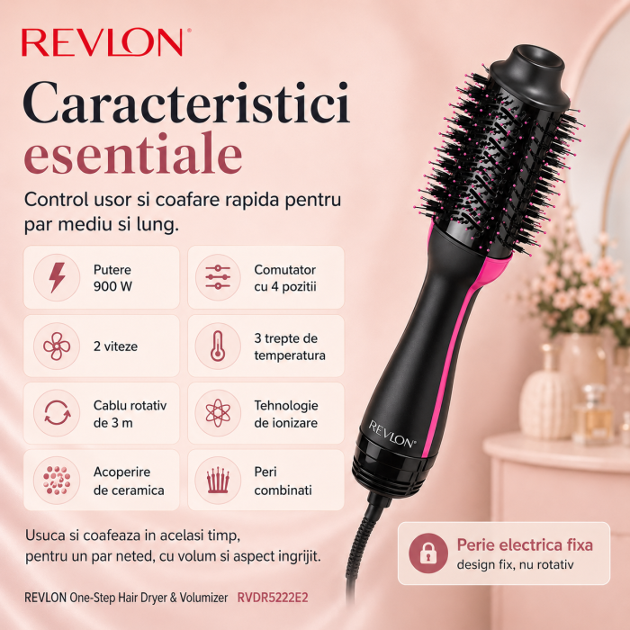 Perie electrica fixa REVLON One-Step Hair Dryer & Volumizer, RVDR5222E2, pentru par mediu si lung [4]
