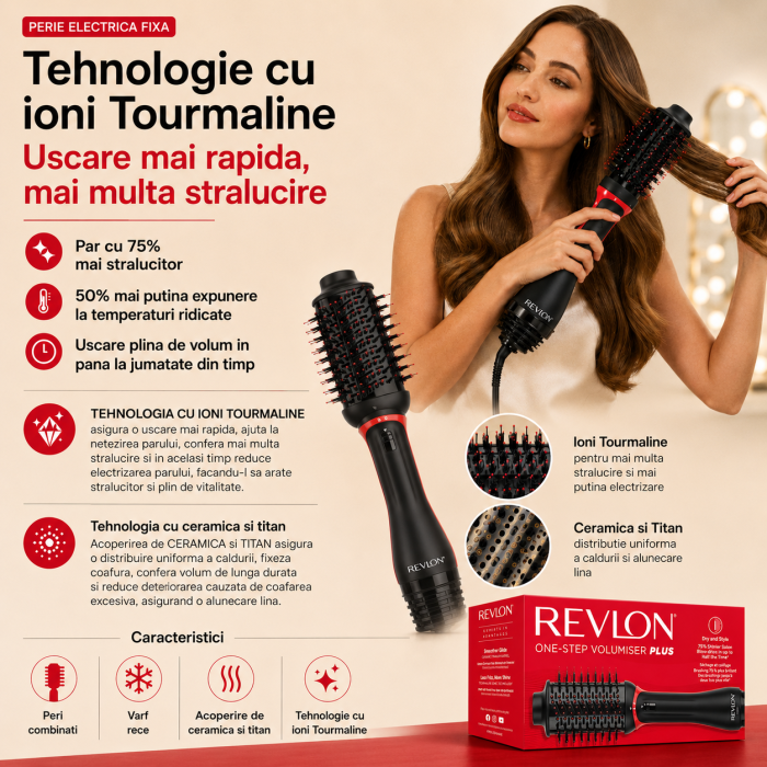 Perie electrica fixa REVLON One-Step Volumizer Plus, RVDR5298E, cu maner detasabil, 4 trepte de temperatura, uscator-ondulator [3]