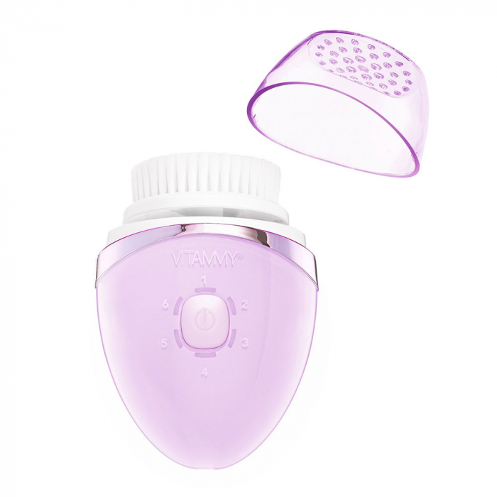 Perie sonica multifunctionala Vitammy Kleneo pentru ingrijirea fetei, 3 capete interschimbabile, 6 niveluri de intensitate, 3000 miscari pe minut, rezistenta la apa, Mov lavanda [3]