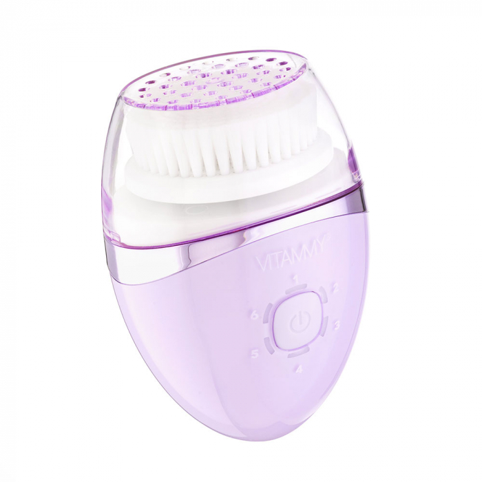 Perie sonica multifunctionala Vitammy Kleneo pentru ingrijirea fetei, 3 capete interschimbabile, 6 niveluri de intensitate, 3000 miscari pe minut, rezistenta la apa, Mov lavanda [4]