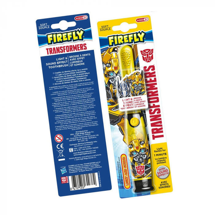 Periuta de dinti cu LED si efecte sonore FIREFLY, pentru copii 3+, Animatie Transformers Bumblebee, Galben [5]