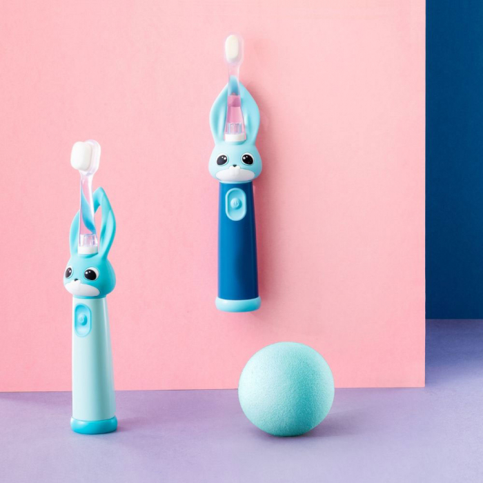 Periuta de dinti electrica Vitammy Bunny Blue, pentru copii 0-3 ani, cu lumina LED, 24.000 de miscari/min, 2 programe de periaj, fibre nano [8]