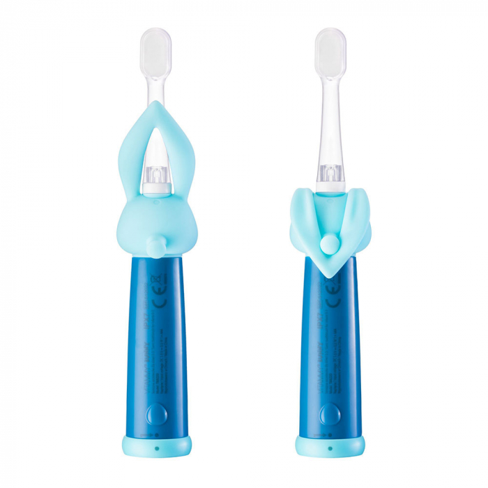 Periuta de dinti electrica Vitammy Bunny Blue, pentru copii 0-3 ani, cu lumina LED, 24.000 de miscari/min, 2 programe de periaj, fibre nano [5]