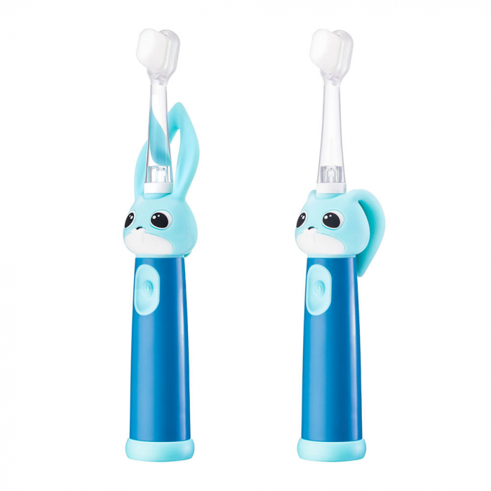 Periuta de dinti electrica Vitammy Bunny Blue, pentru copii 0-3 ani, cu lumina LED, 24.000 de miscari/min, 2 programe de periaj, fibre nano [4]