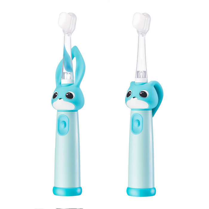 Periuta de dinti electrica Vitammy Bunny Light Blue, pentru copii 0-3 ani, cu lumina LED, 24.000 de miscari/min, 2 programe de periaj, fibre nano [4]