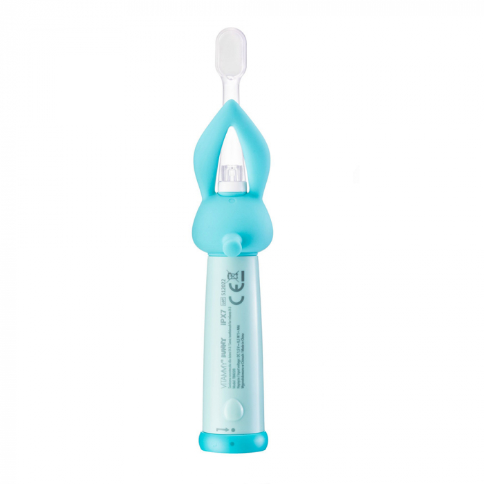 Periuta de dinti electrica Vitammy Bunny Light Blue, pentru copii 0-3 ani, cu lumina LED, 24.000 de miscari/min, 2 programe de periaj, fibre nano [6]