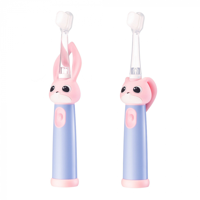 Periuta de dinti electrica Vitammy Bunny Pink, pentru copii 0-3 ani, cu lumina LED, 24.000 de miscari/min, 2 programe de periaj, fibre nano [4]