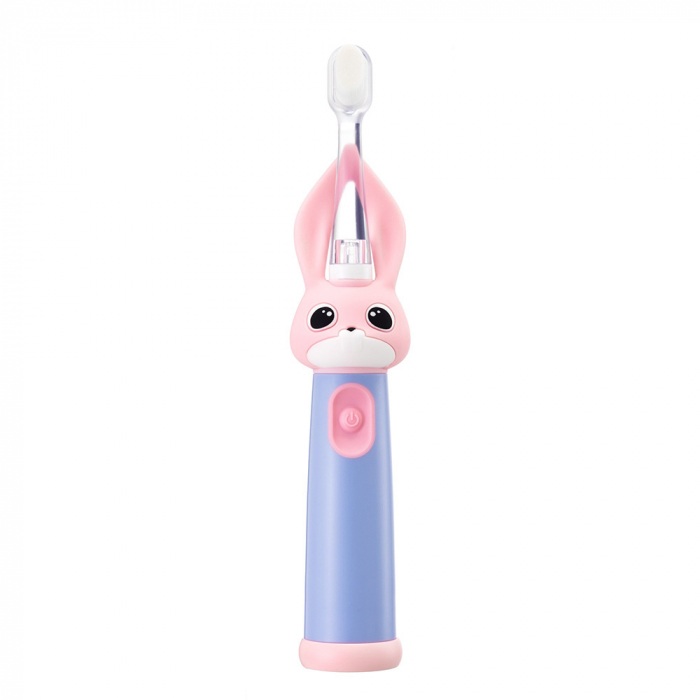 Periuta de dinti electrica Vitammy Bunny Pink, pentru copii 0-3 ani, cu lumina LED, 24.000 de miscari/min, 2 programe de periaj, fibre nano [2]