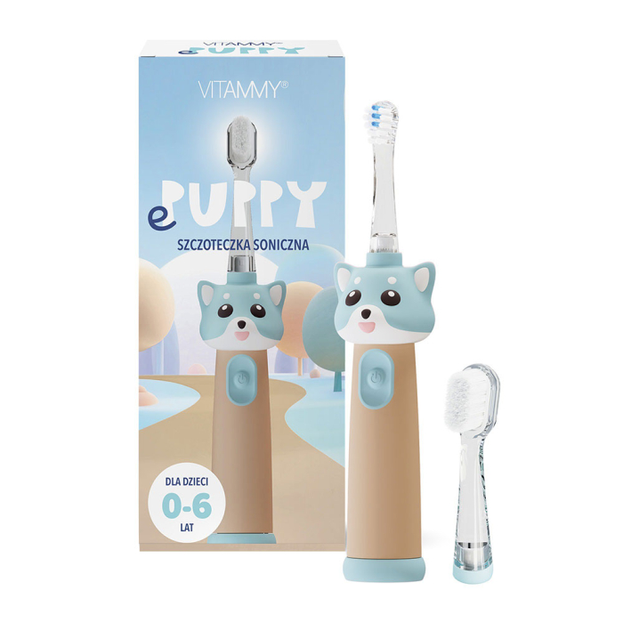 Periuta de dinti electrica Vitammy ePUPPY, pentru copii 0-6 ani, cu lumina LED, 24.000 de miscari sonice/min, 2 capete periuta incluse, 2 moduri de functionare, timer, Bleu [1]