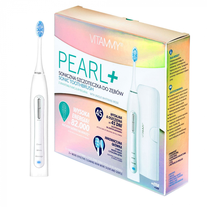 Periuta de dinti electrica VITAMMY Pearl+, 82000 vibratii/min, 3 moduri de periaj, 2 capete incluse, Alb [6]