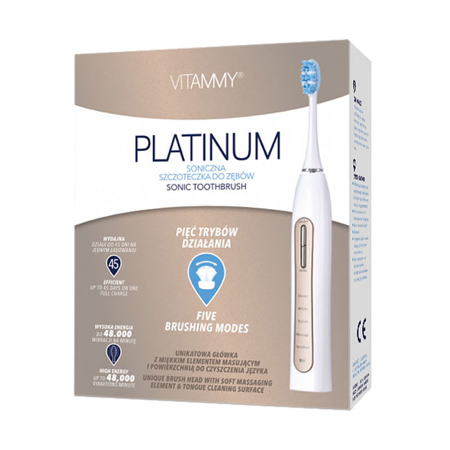 Periuta de dinti electrica VITAMMY Platinum, 48000 vibratii/min, 5 moduri de periaj, 2 capete incluse [5]