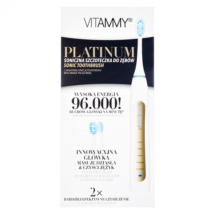 Periuta de dinti electrica VITAMMY Platinum, 96000 vibratii/min, 5 moduri de periaj, 2 capete incluse [4]