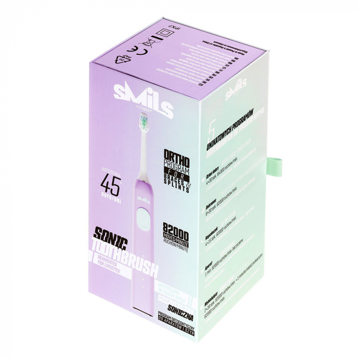 Periuta de dinti electrica Vitammy Smils Jelly, 82.000 de miscari/min, 5 programe de periaj, baza incarcare USB, 2 capete periuta, Violet [9]