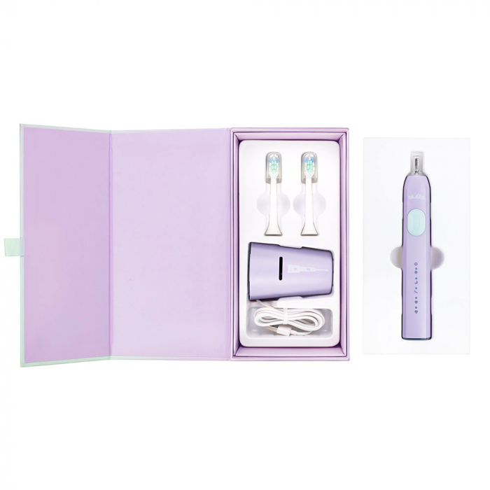 Periuta de dinti electrica Vitammy Smils Jelly, 82.000 de miscari/min, 5 programe de periaj, baza incarcare USB, 2 capete periuta, Violet [7]
