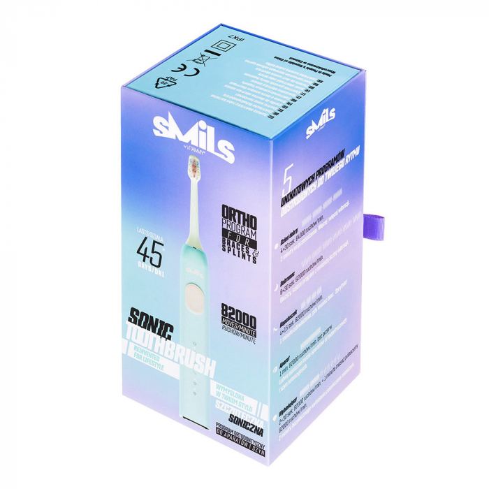 Periuta de dinti electrica Vitammy Smils Cloud, 82.000 de miscari/min, 5 programe de periaj, baza incarcare USB, 2 capete periuta, Bleu [9]