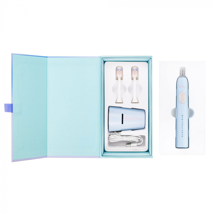 Periuta de dinti electrica Vitammy Smils Cloud, 82.000 de miscari/min, 5 programe de periaj, baza incarcare USB, 2 capete periuta, Bleu [7]