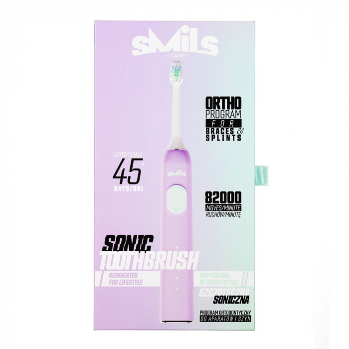 Periuta de dinti electrica Vitammy Smils Jelly, 82.000 de miscari/min, 5 programe de periaj, baza incarcare USB, 2 capete periuta, Violet [8]